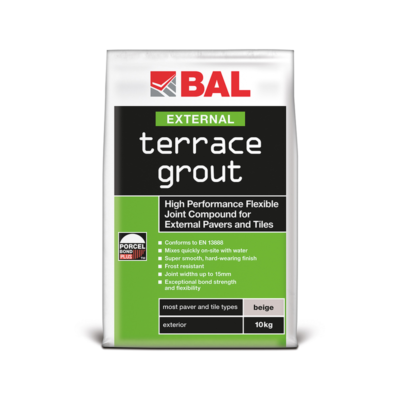 Bag of BAL external terrace grout on a white background