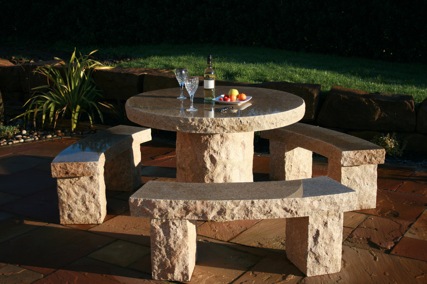 Gold Granite Table & Benches