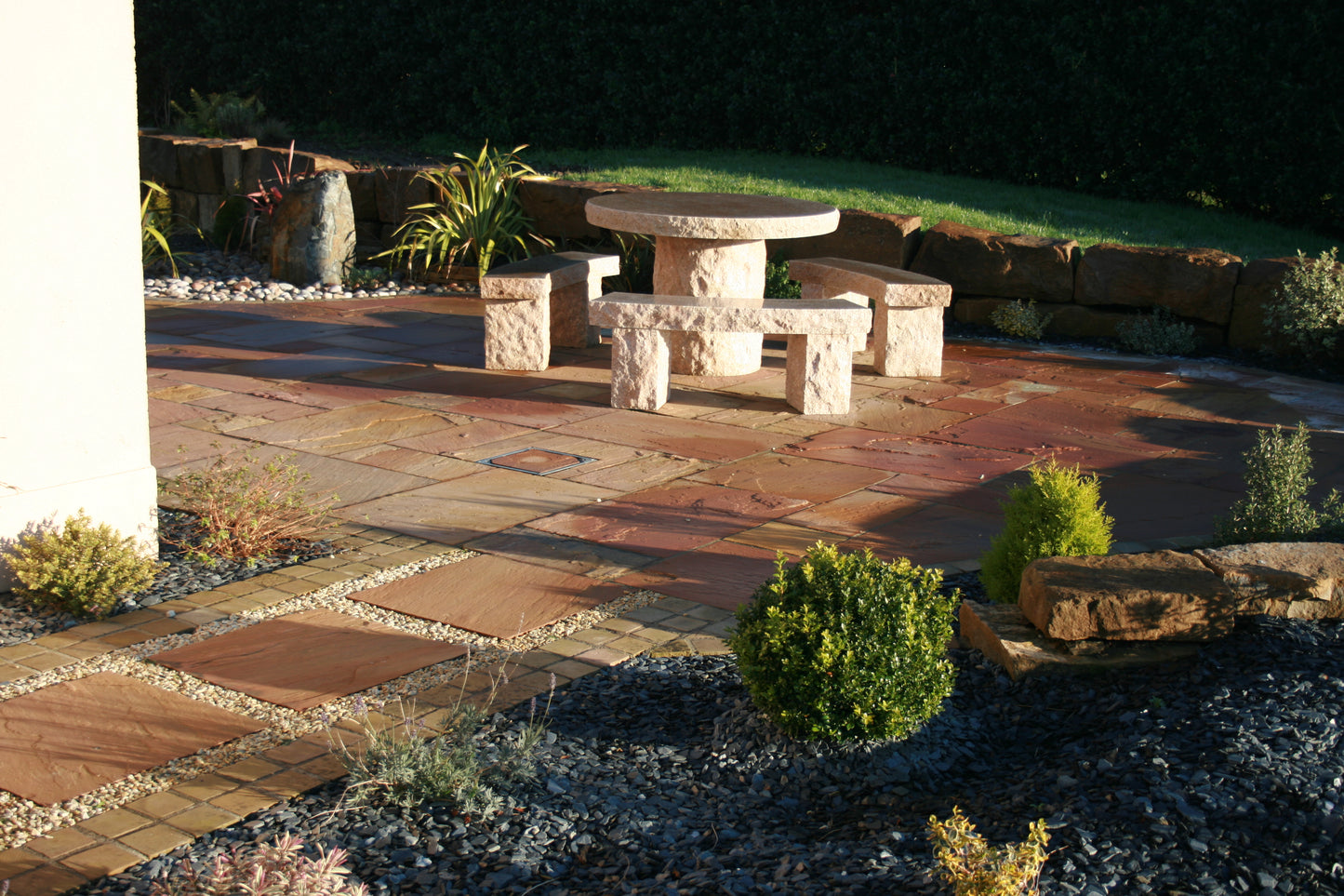 Gold Granite Table & Benches