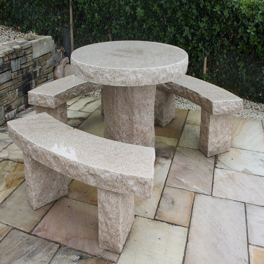 Gold Granite Table & Benches