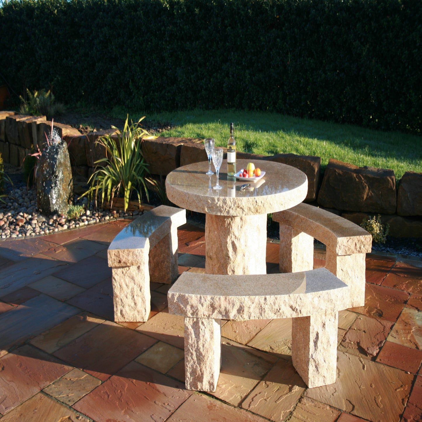 Gold Granite Table & Benches