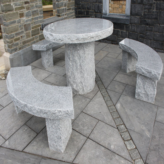 Silver Granite Table & Benches