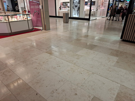 Rushmere Shopping Centre, Craigavon – Jura Beige Limestone Paving Supply