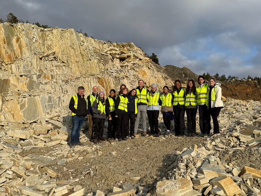 A group of Geology students visiting McMonagle Stone's Gold Quartzite Quarry in Glencolmcille, Co. Donegal, Ireland. 