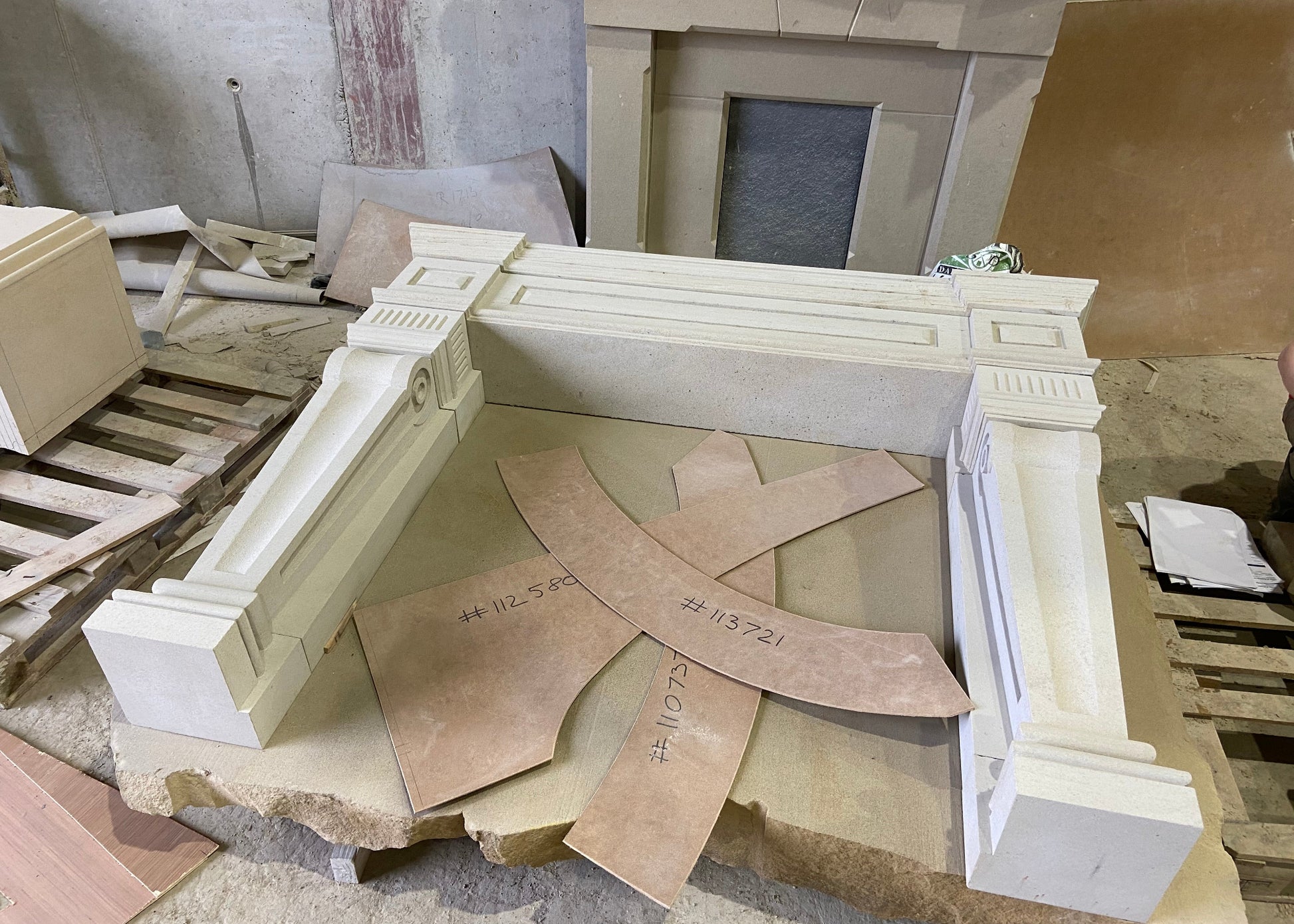 Architectural Sandstone Fireplace Surround completed in McMonagle Stone's Workshop