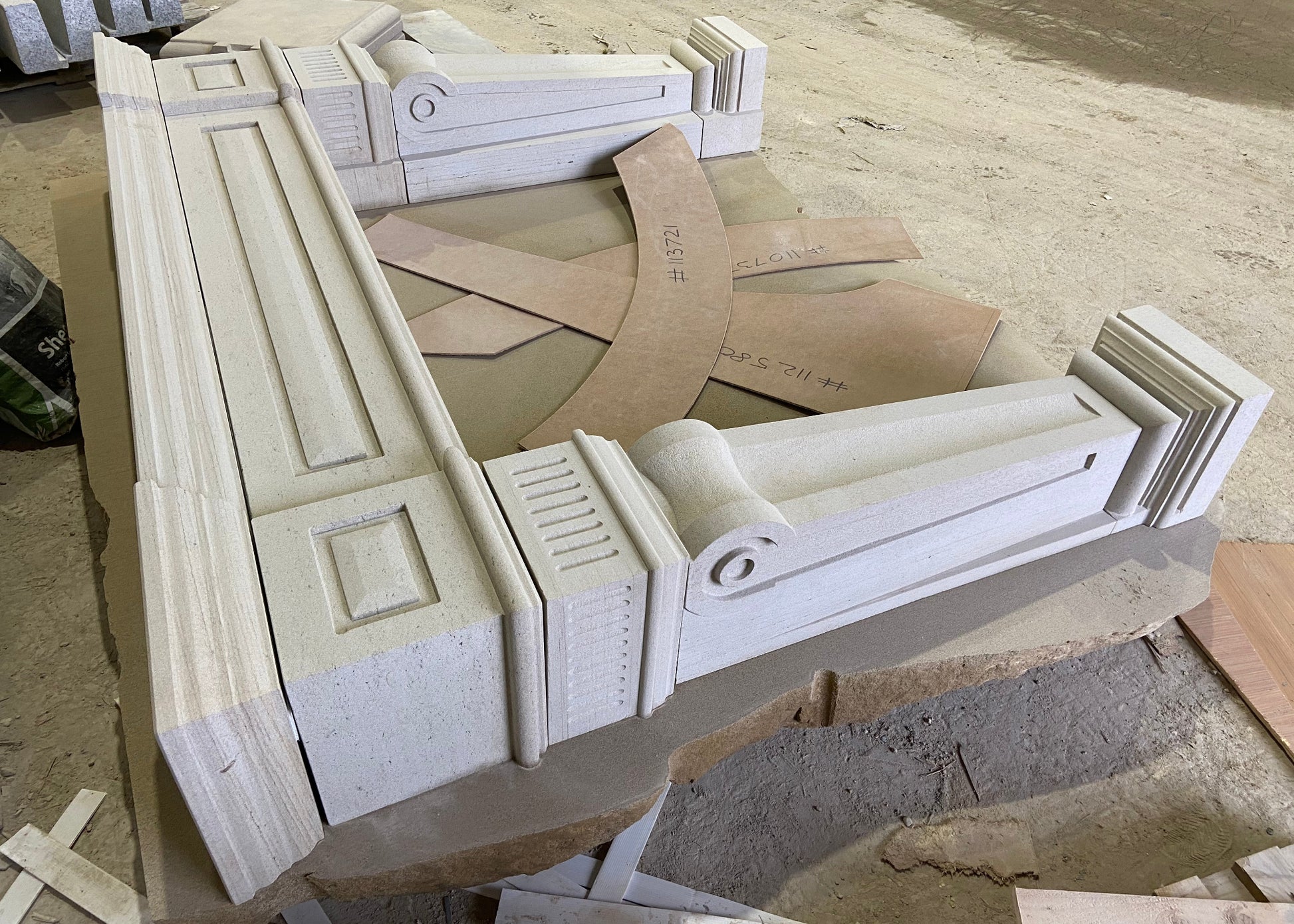 Architectural Sandstone Fireplace Surround completed in McMonagle Stone's Workshop