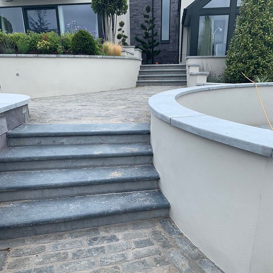 Bespoke Blue Limestone Steps leading up to a property.