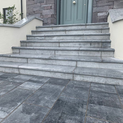 Bespoke Blue Limestone Steps at house entrance.