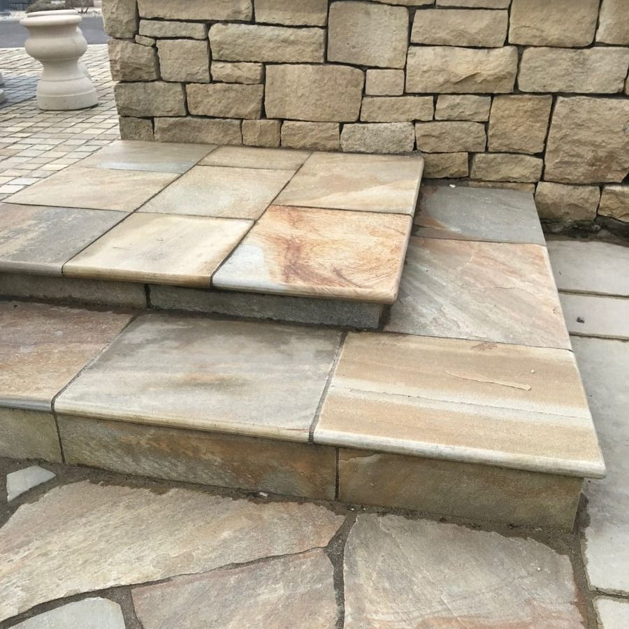 Bespoke Donegal Quartzite Steps on McMonagle Stone's Display Area.