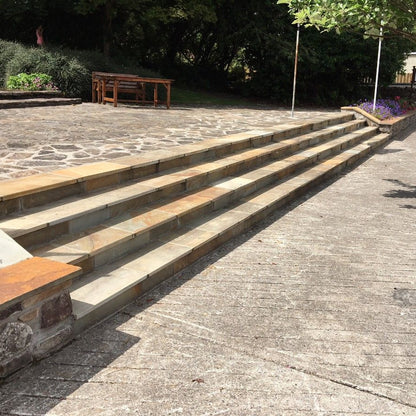 Bespoke Donegal Quartzite Steps in a town centre