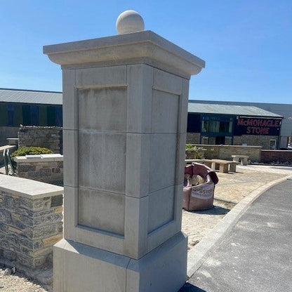 Bespoke Sandstone Pillar with Sphere on Pillar Cap. 