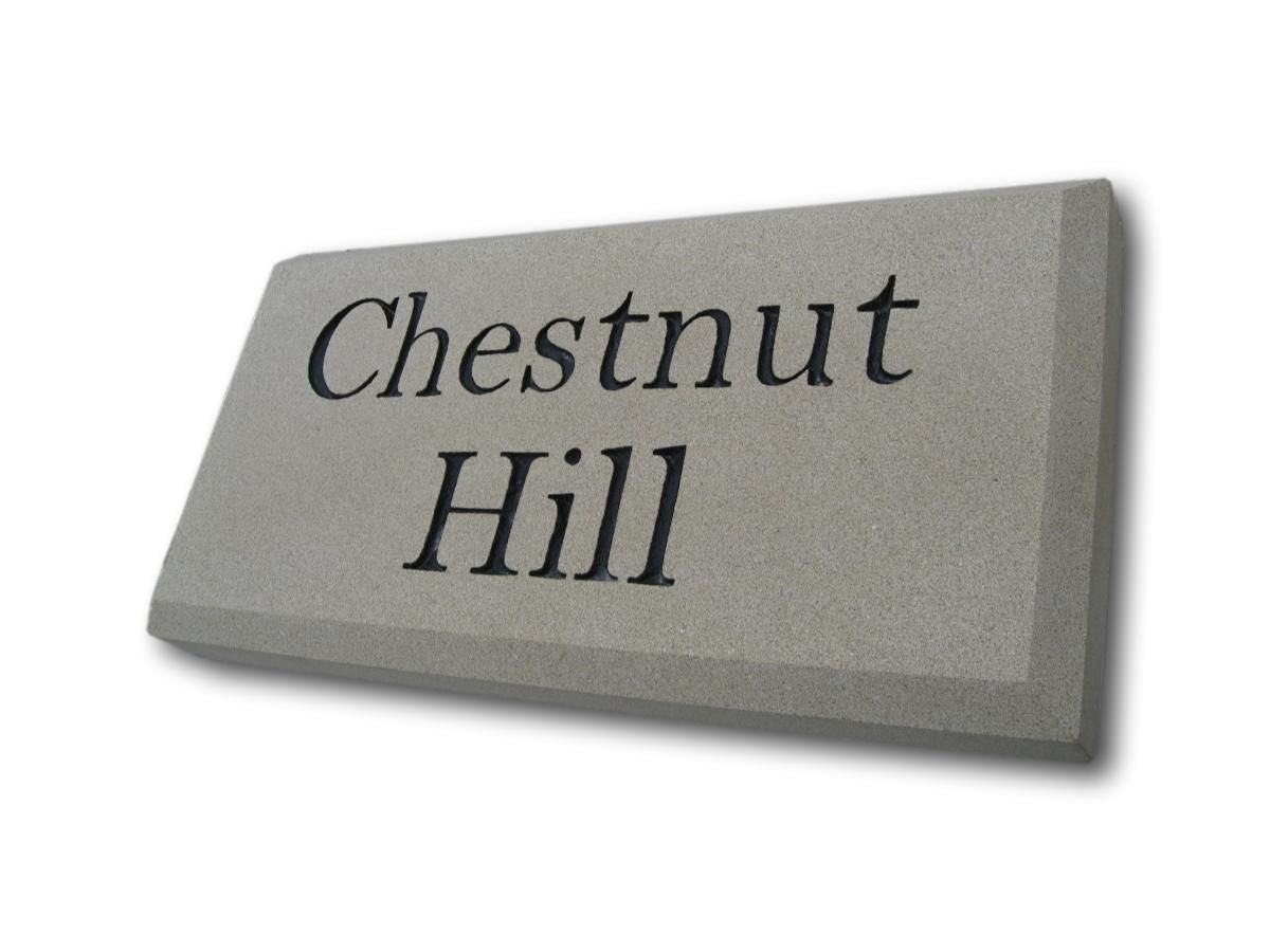 Bespoke Sandstone Plaque with chamfered edges. 