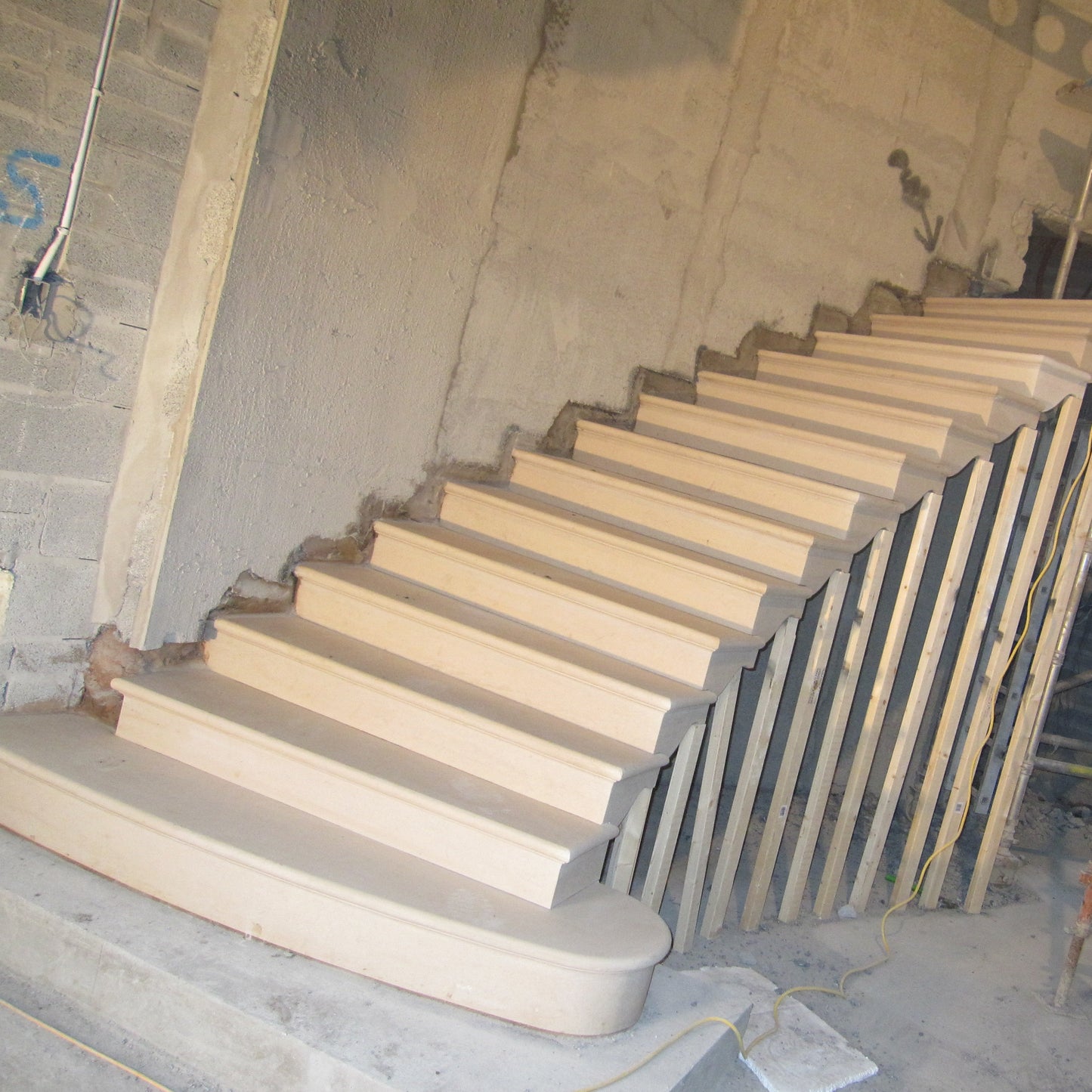 Under construction architectural sandstone staircase. 