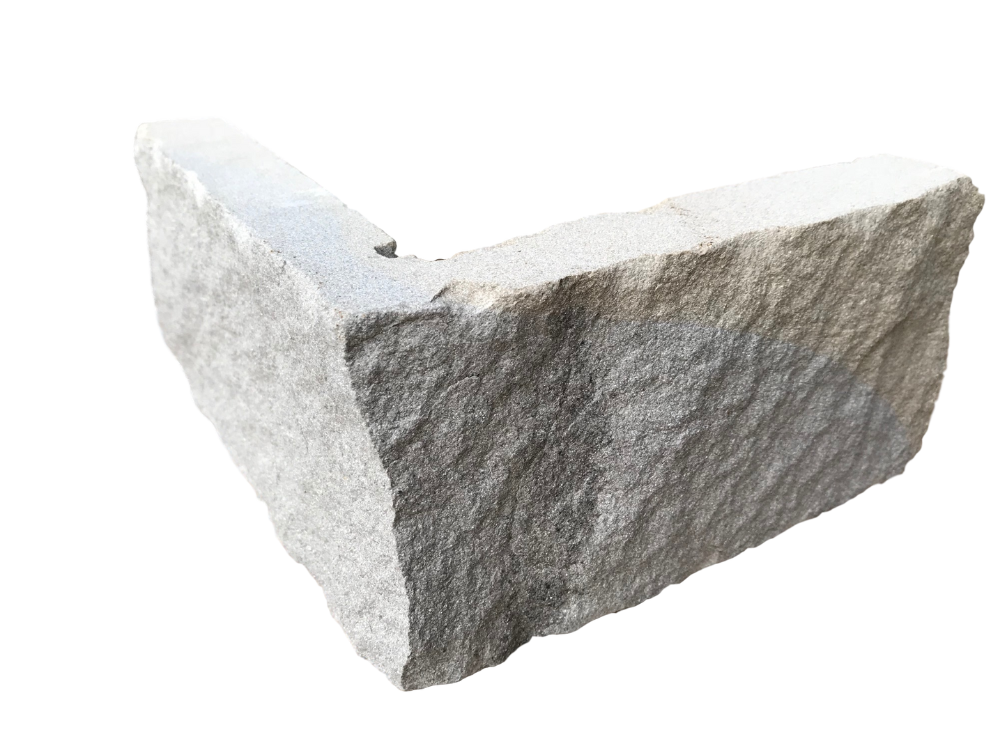An L-shaped corner piece of Blue Centre Sandstone Stoneer, with a blend of blue and buff tones.