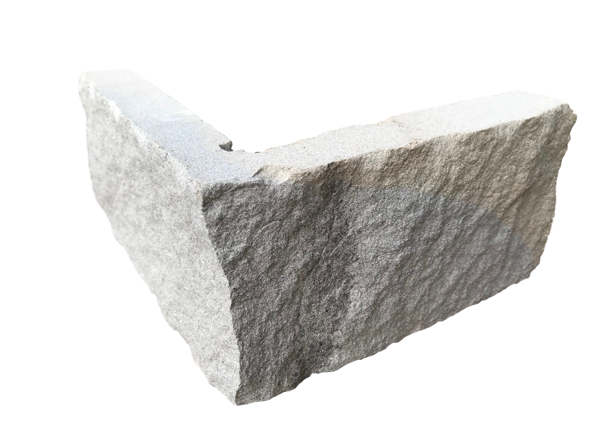 An L-shaped corner piece of Blue Centre Sandstone Stoneer, with a blend of blue and buff tones.