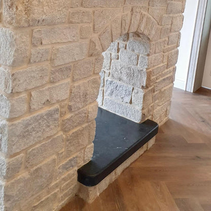 Bespoke Blue Limestone Hearth with a Sanded Finish and treated with PROTECTiT Colour Restorer. 