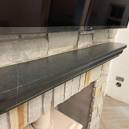 Bespoke Blue Limestone Mantel with a Sanded Finish and treated with PROTECTiT Colour Restorer. 