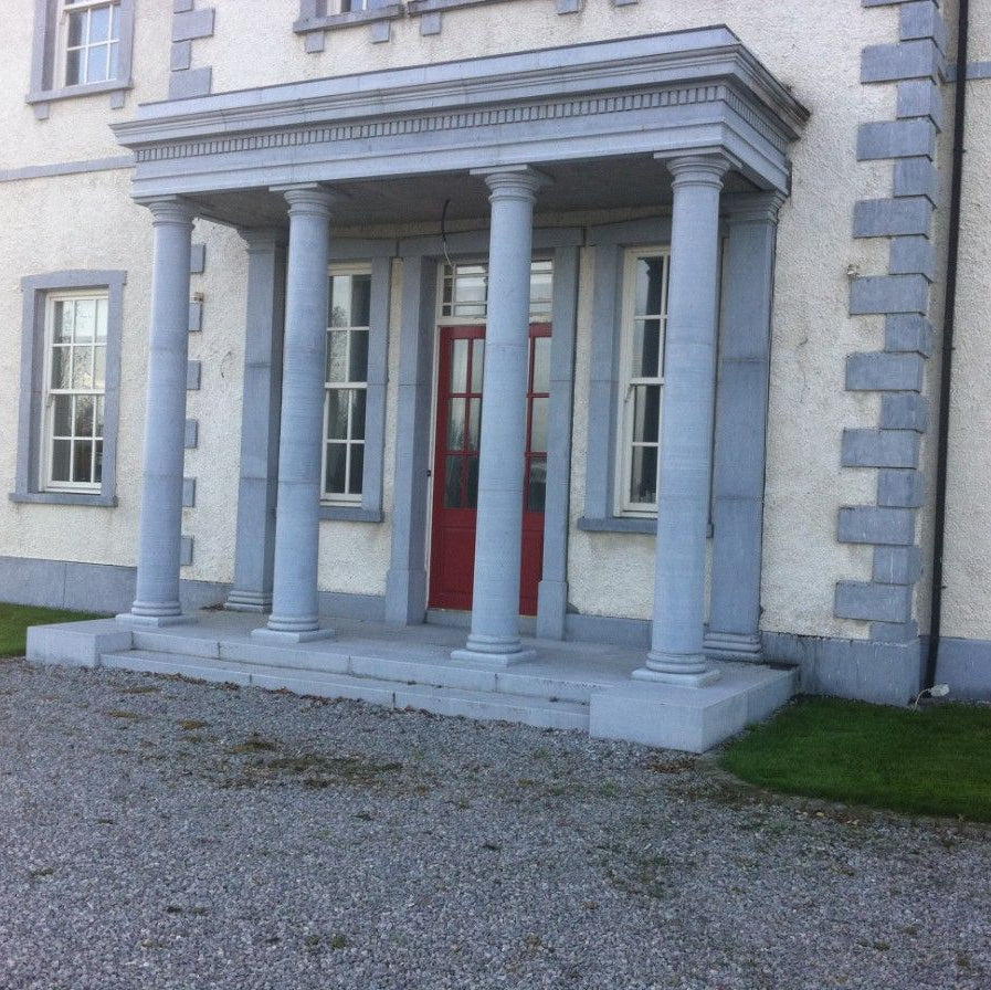 Bespoke Blue Limestone Portico, Surrounds, Quoins, Steps and Plinths. 