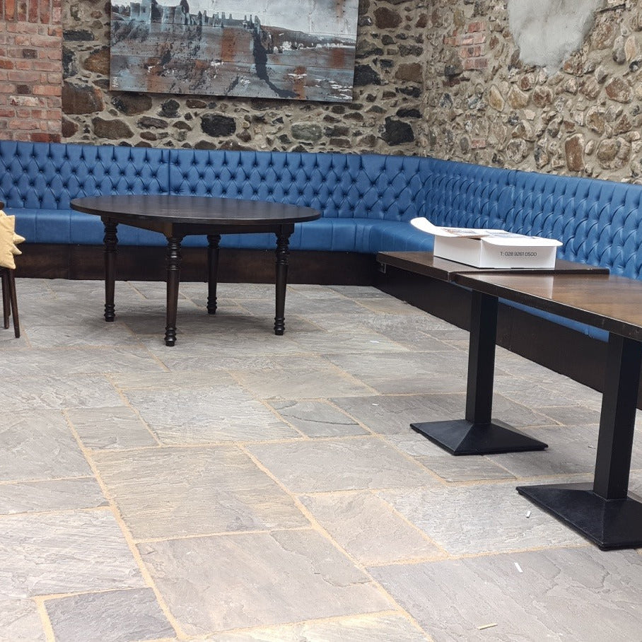 Internal floor completed using Cider Black Sandstone Paving. 