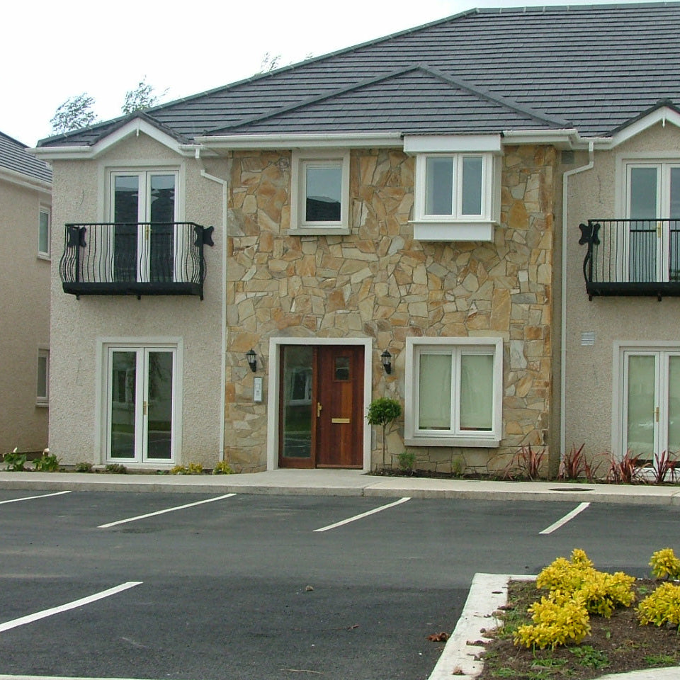 Donegal Quartzite Cladding on a house façade. 