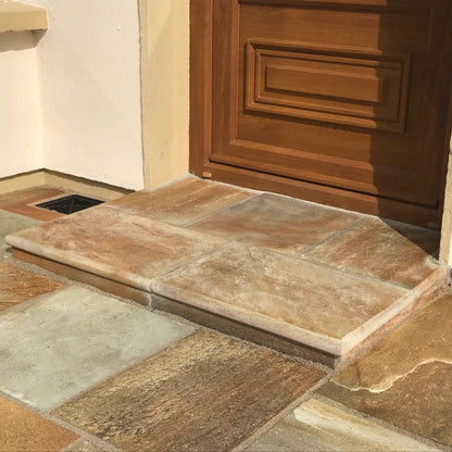 Back door step completed with Donegal Quartzite Step with bullnose edges. 