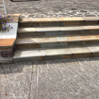 Bespoke Donegal Quartzite Steps completed in a public area. 