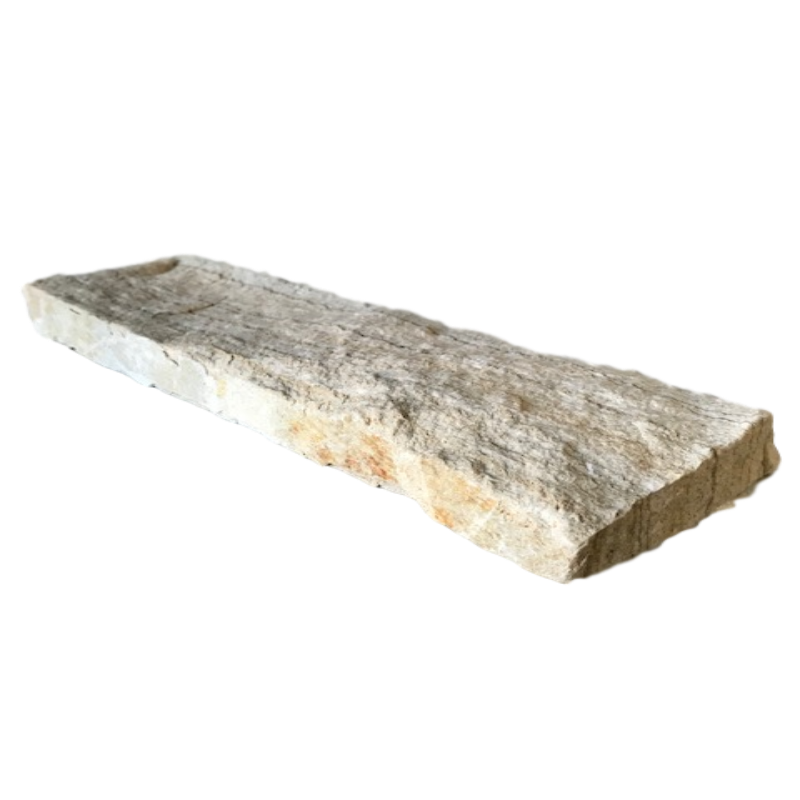 A flat piece of Gold Donegal Quartzite Stoneer with a golden beige and grey pattern. 