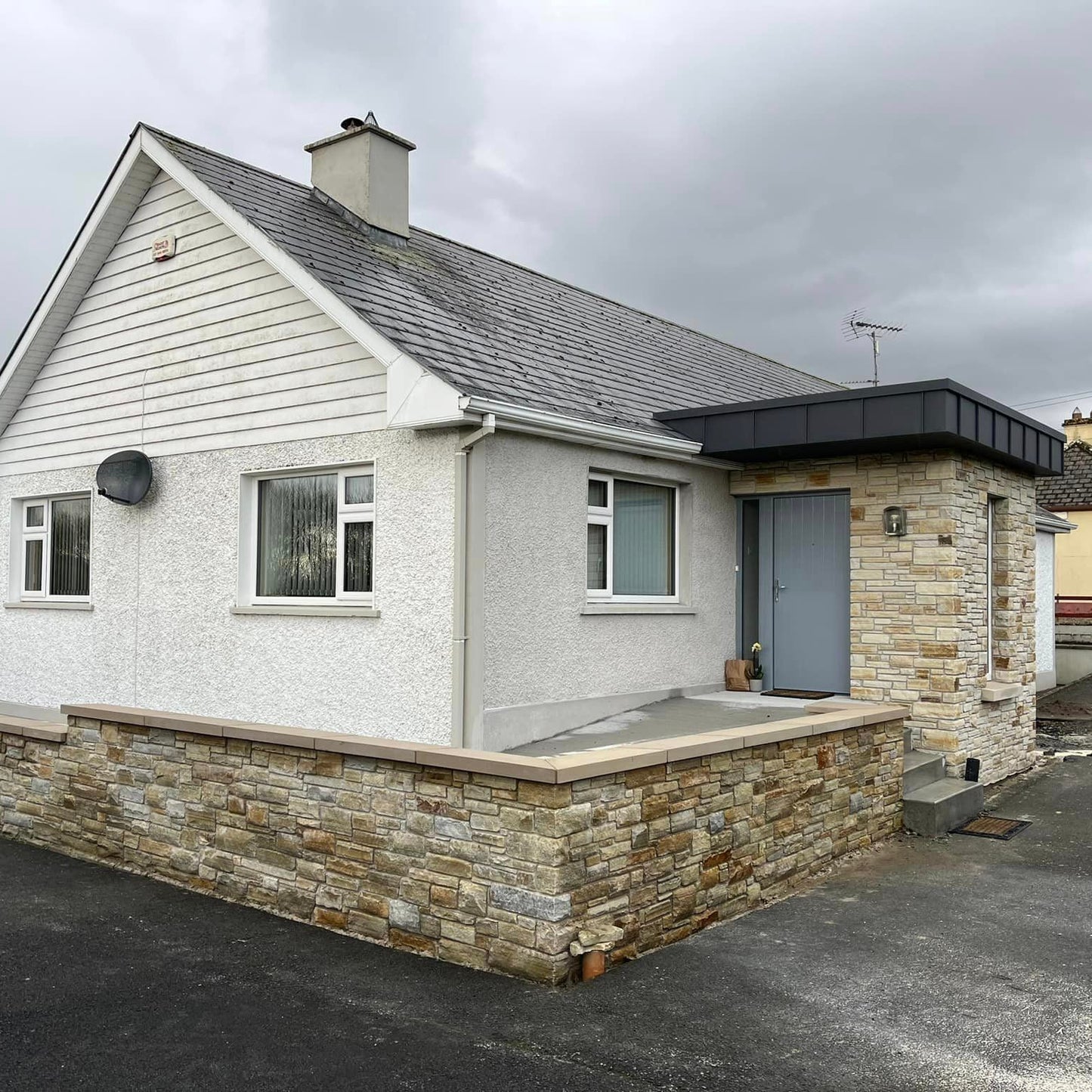 Porch Extenstion completed using Gold Donegal Quartzite Machined walling stone.