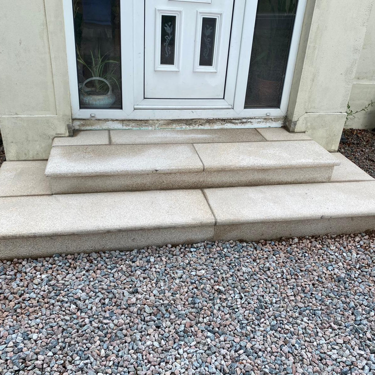 Front entrance steps completed using Gold Granite Step Packs. 
