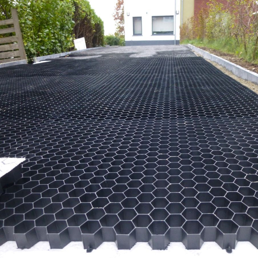 Gravel grids installed on a driveway. 