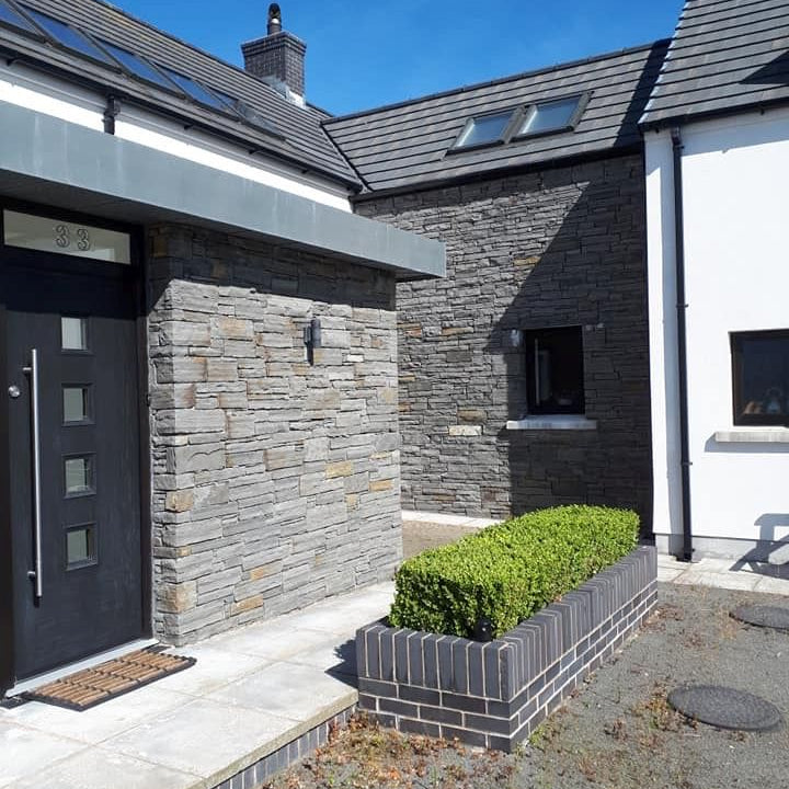 Contemporary grey stonework featuring Liscannor Slate. 