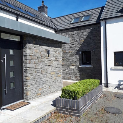 Contemporary grey stonework featuring Liscannor Slate. 