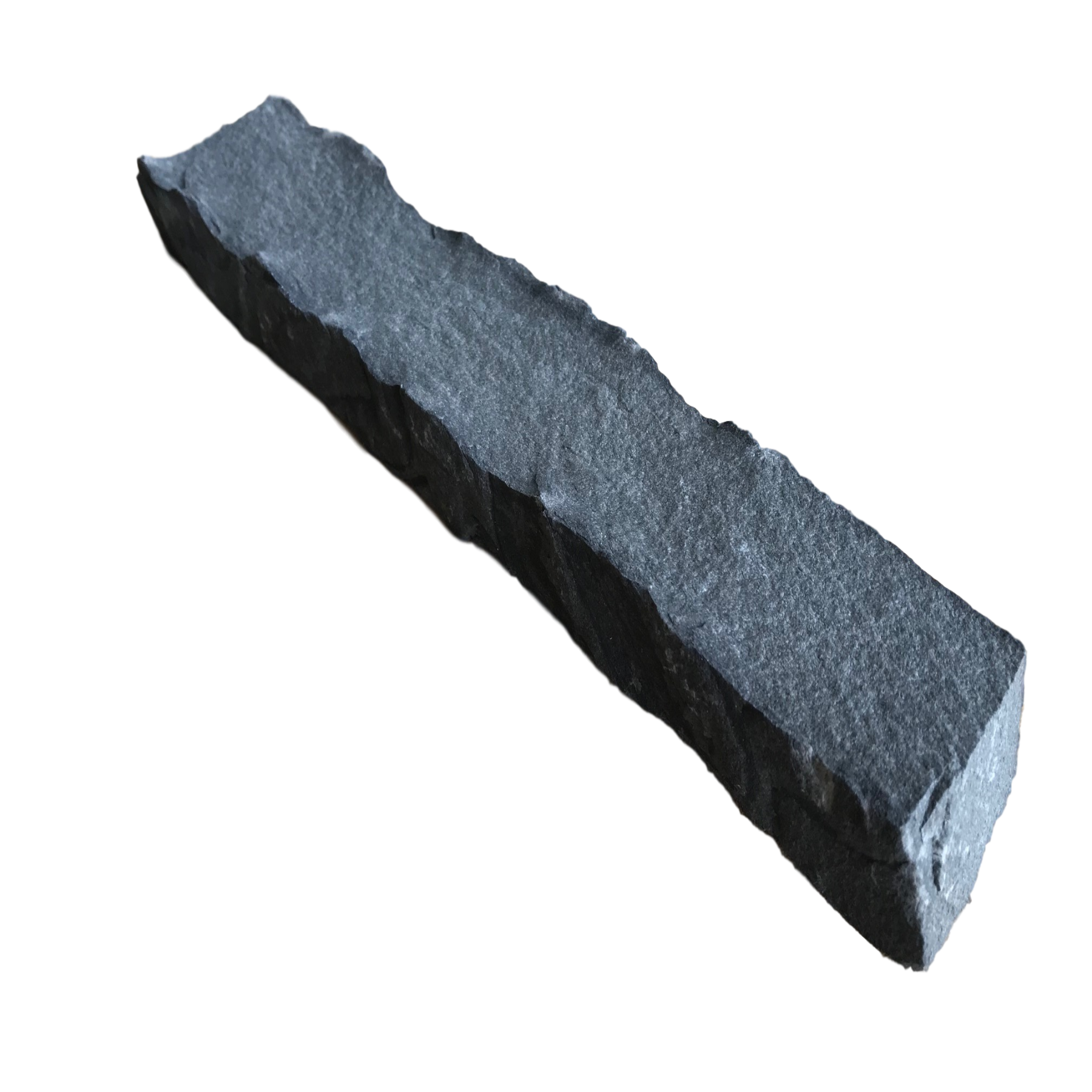 A flat piece of Liscannor Slate cladding, with a rough texture and irregular edges, predominantly in dark gray color.