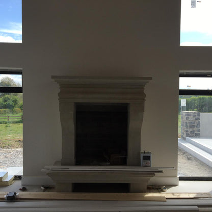 Mountcharles Sandstone Fireplace Surround & Hearth in a modern new build home. 