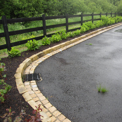 Driveway edging completed using Mountcharles Sandstone Kerbing. 