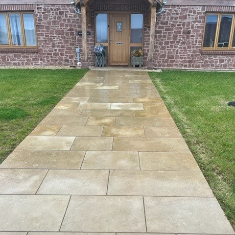 Mountcharles Sandstone pathway leading to a house entrance. 