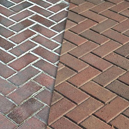 Before and after of Efflorescence on terracotta pavers  