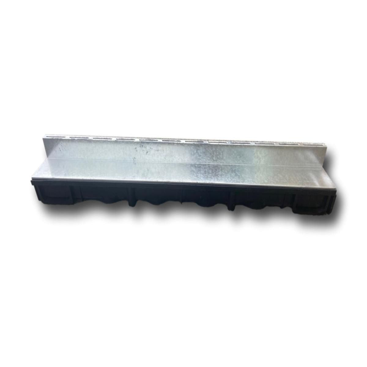 Galvanised Poly Brick Slot Channel Drain on a white background. 
