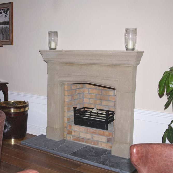 Traditional Sandstone Fireplace Surround in a Hotel.
