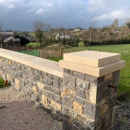 Garden wall completed with Sandstone Wall & Pillar Capping