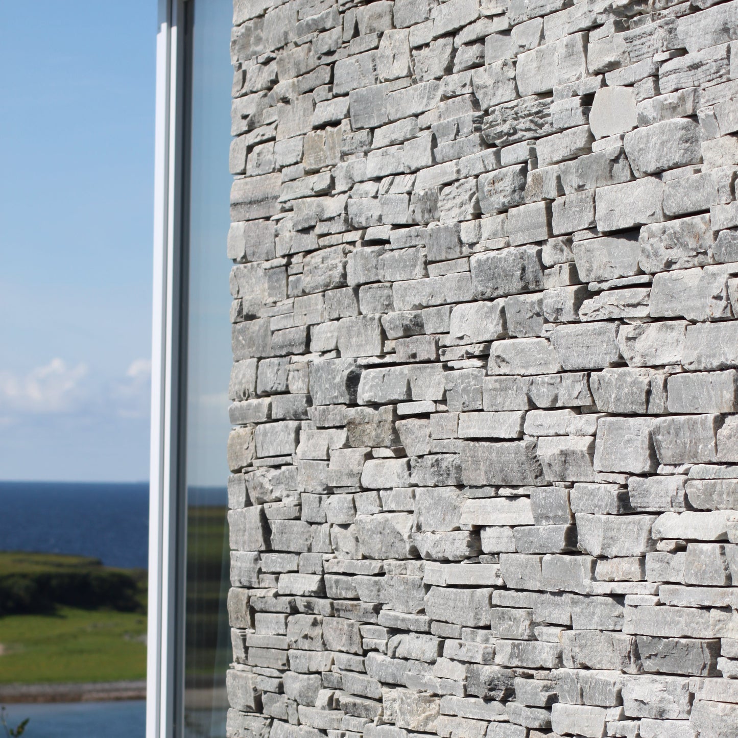 Close up of stonework in Silver Donegal Quartzite Garden Walling.