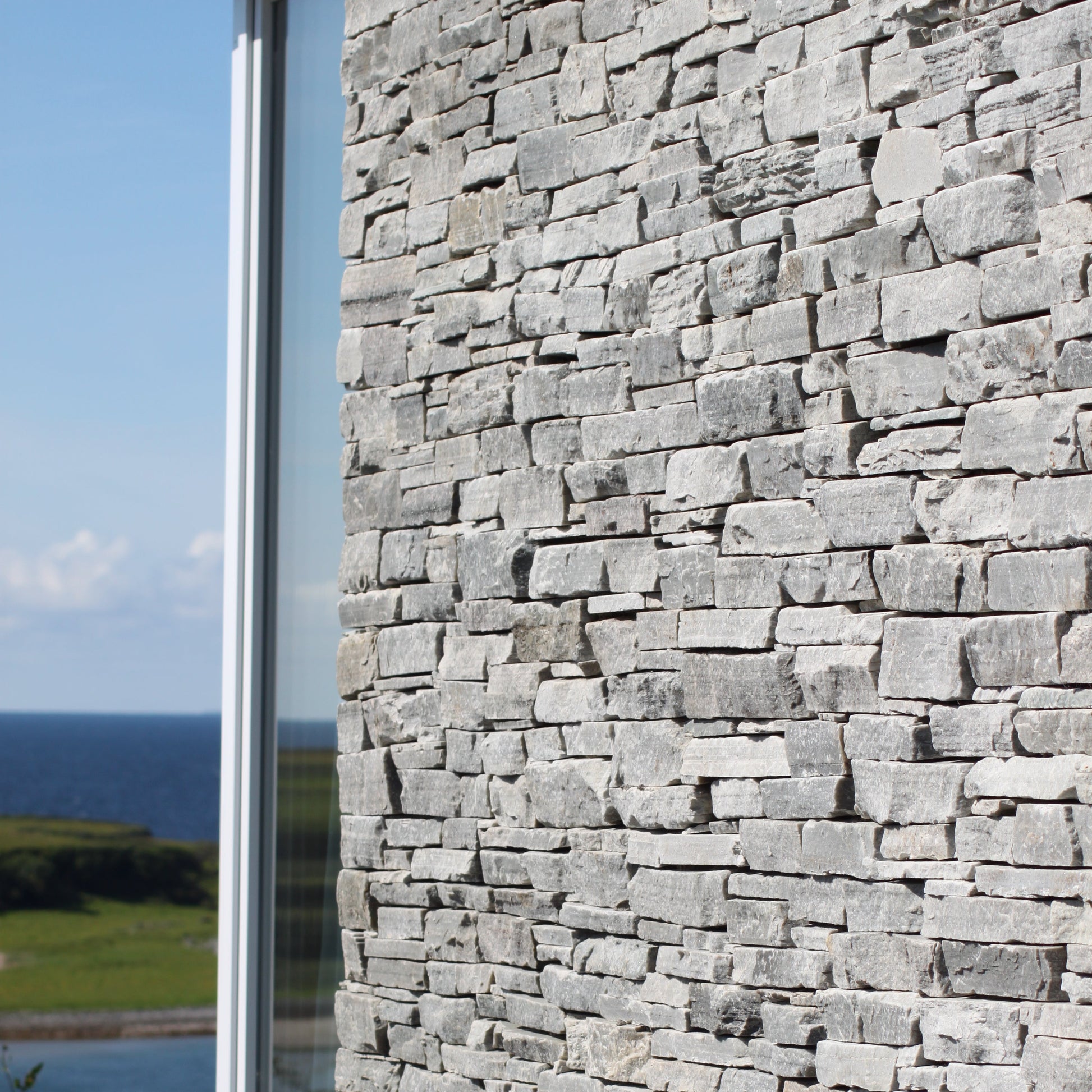 Close up of stonework in Silver Donegal Quartzite Garden Walling.