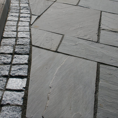 Pathway with double row of Silver Granite Cobbles in 100 x 100mm size. 