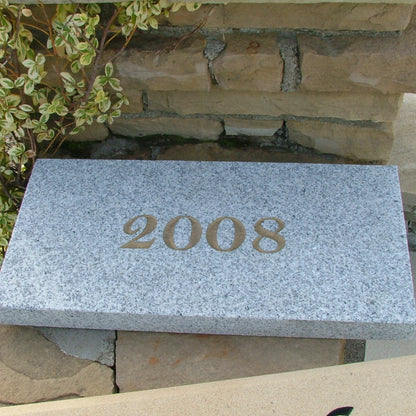 Silver Granite plaque with '2008' engraved with 