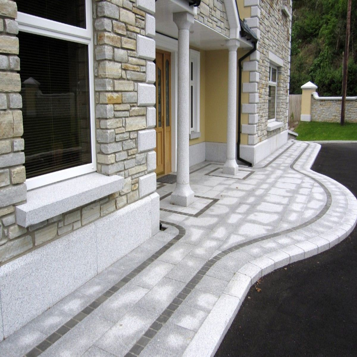 Close up of bespoke Silver Granite Plinths. 