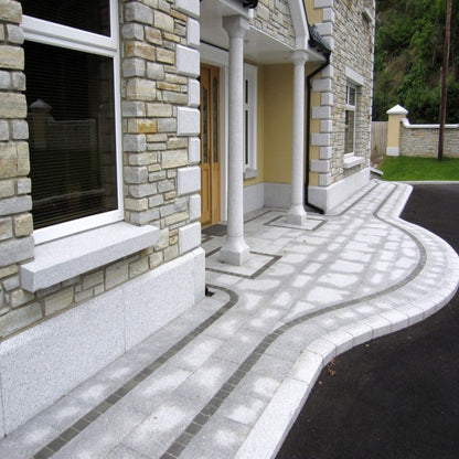 Close up of bespoke Silver Granite Plinths. 