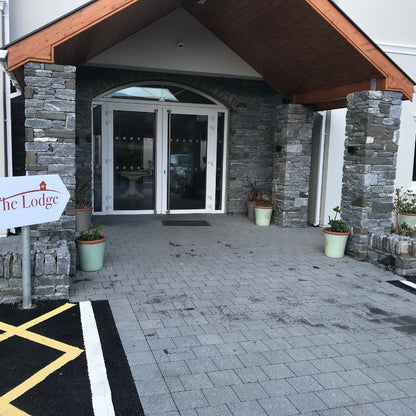 Nursing home entrance featuring Silver Shale Machined.