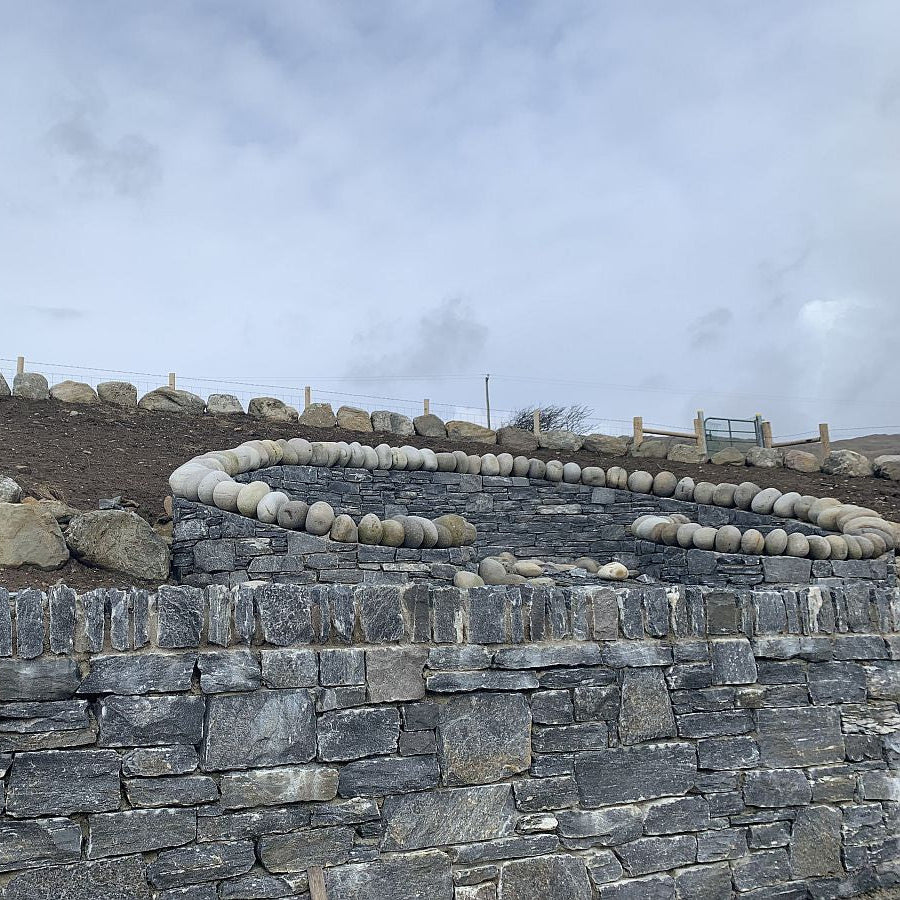 Garden walls completed using Silver Shale Machined building stone. 