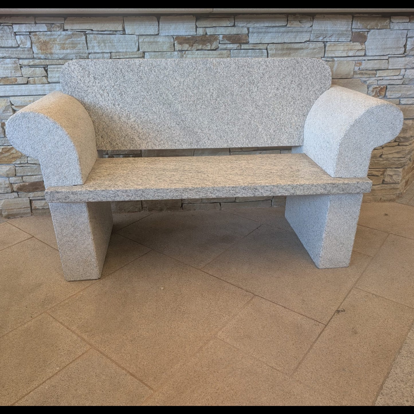 Silver Granite Bench with Arms