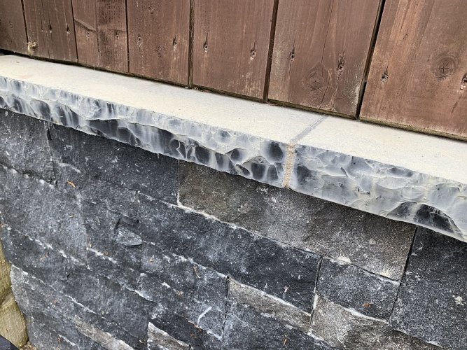 PROTECTiT Colour Restorer Application - Black Limestone Wall Capping Before